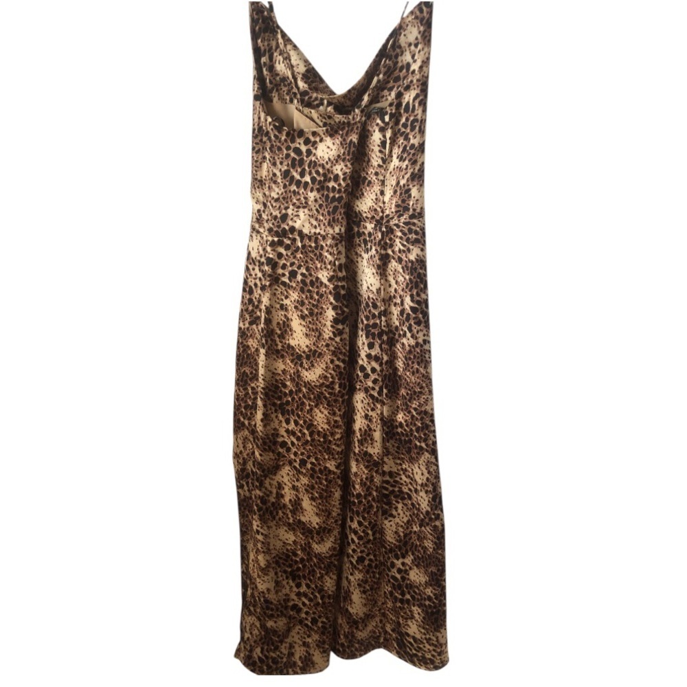 Leopard Print Spaghetti Strap Midi Slip Dress w Slit Price Firm/Last Chance - Picture 2 of 6